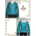 Popular woman malange fleece hoody PU jacket ,zip clousure leather jacket